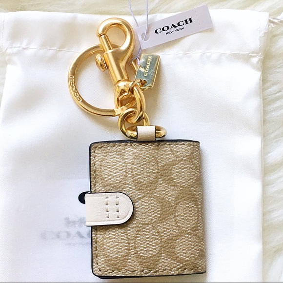 COACH Signature Picture Frame Canvas Key Fob Bag Charm - Picture 3 of 4